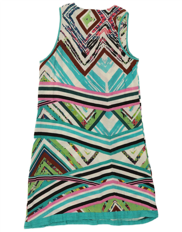 Abito a trapezio senza maniche da donna Marila UK 14 Grande motivo geometrico multicolore