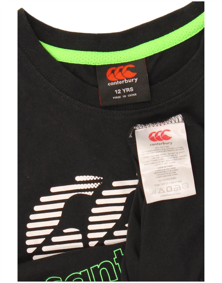 Canterbury T-shirt grafica per ragazzi 11-12 anni in cotone nero