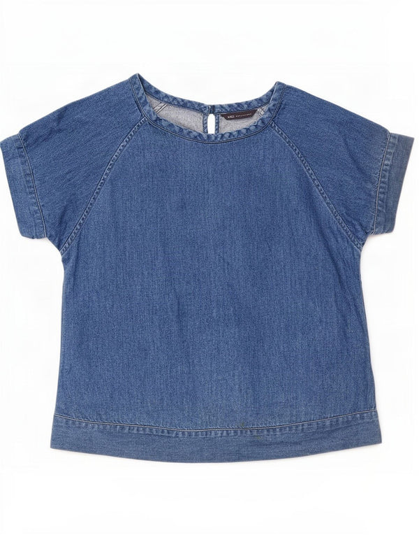 Top in camicetta di jeans da donna Marks & Spencer UK 12 Cotone blu medio