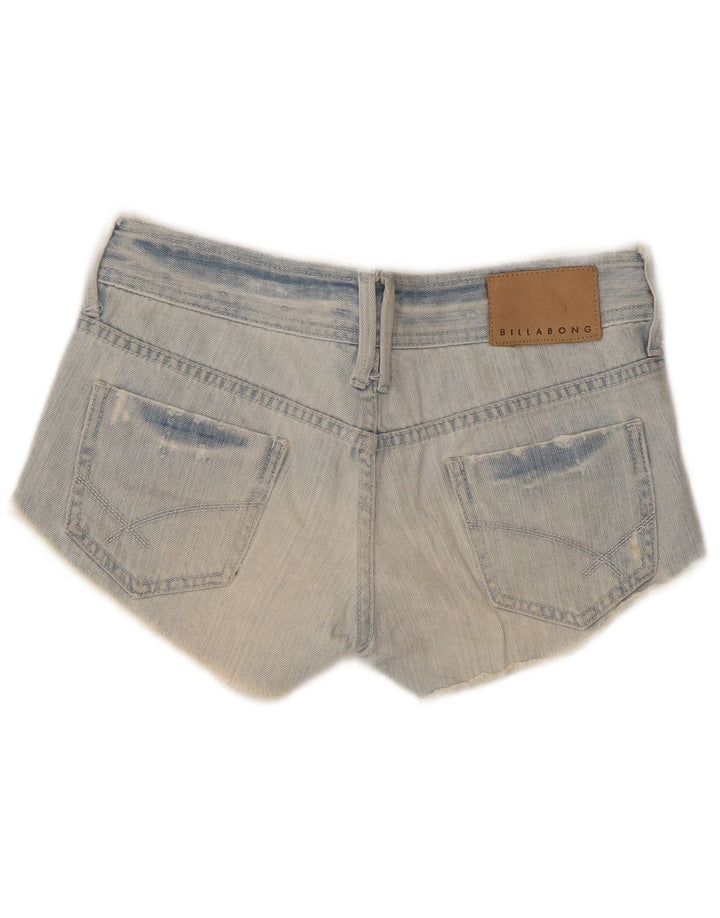 Pantaloncini di jeans invecchiati Billabong da donna US 6 medi W30 cotone blu