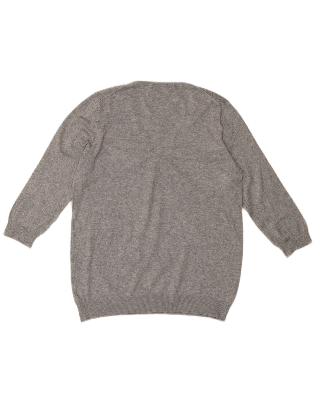 MARKS & SPENCER Maglione da donna con scollo a V e maniche a 3/4 UK 16 Large Grigio