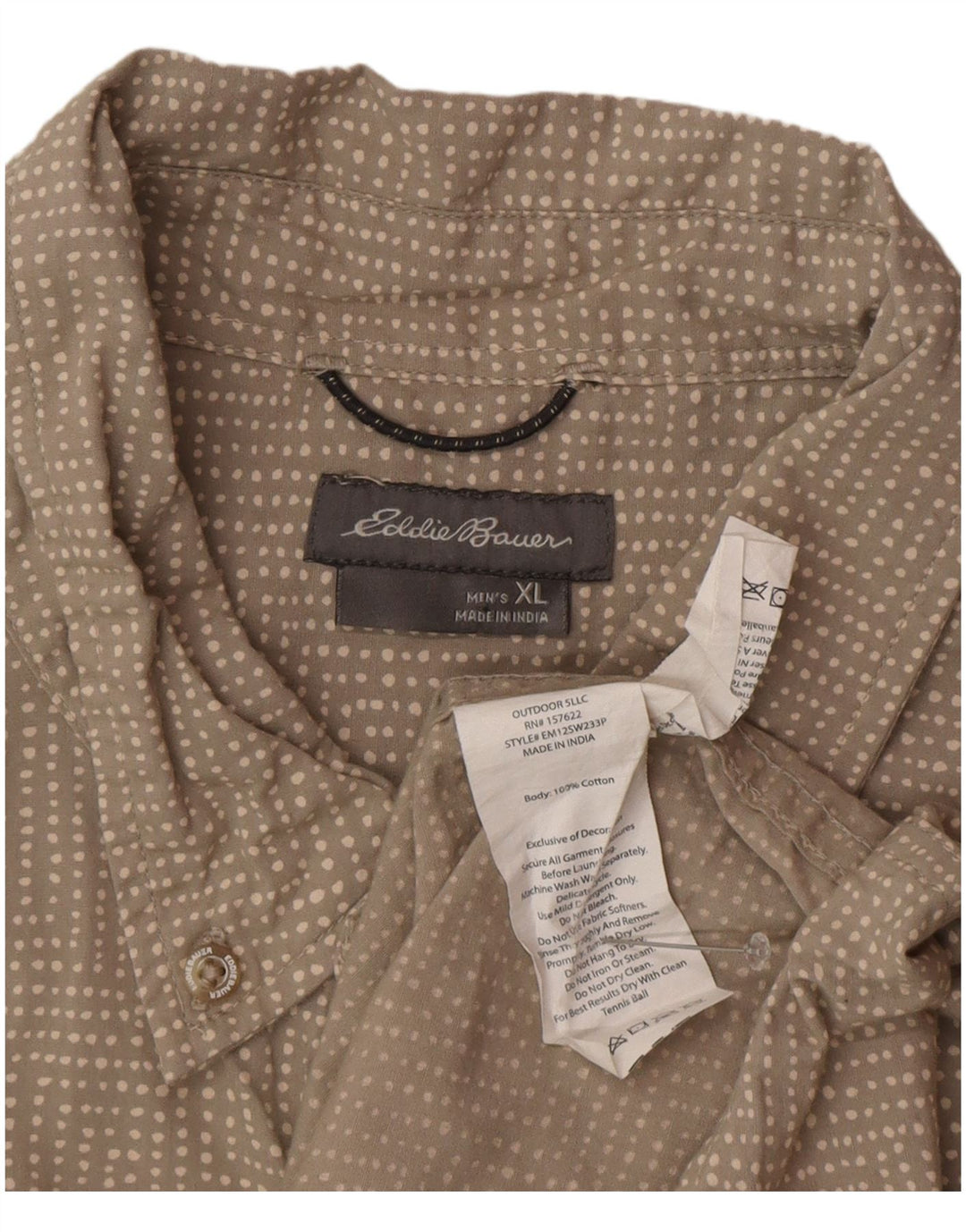 Camicia a maniche corte da uomo Eddie Bauer XL in cotone maculato grigio