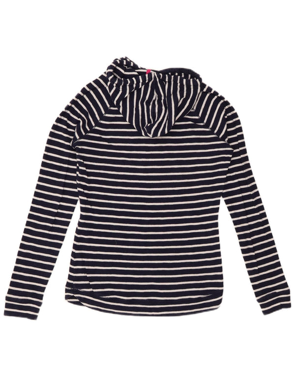 Joules Top da donna con cappuccio a maniche lunghe UK 10 Small Cotone a righe blu navy