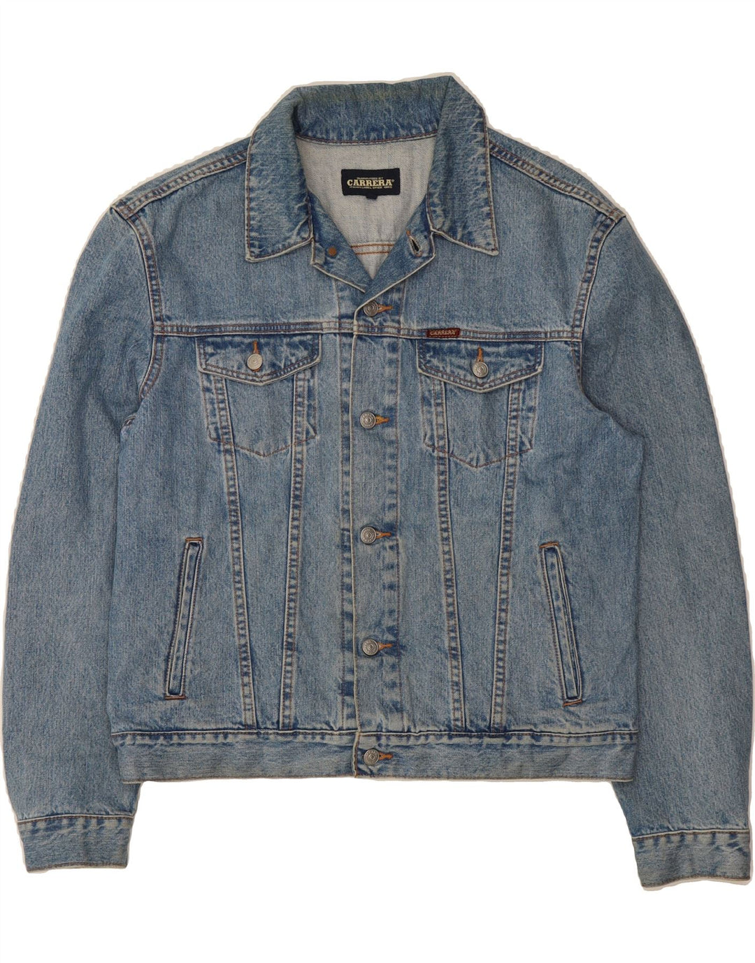 CARRERA Mens Denim Jacket UK 40 Large Blue Cotton Vintage Carrera and Second-Hand Carrera from Messina Hembry 