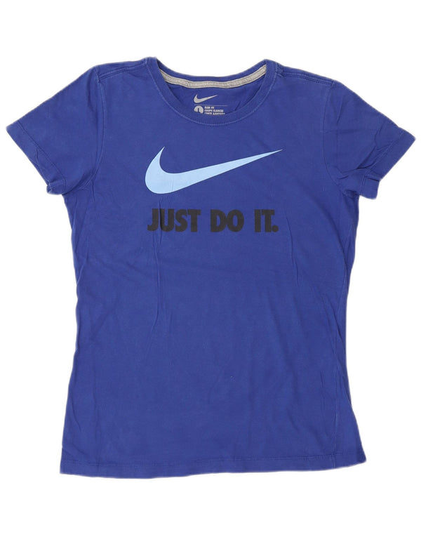 T-shirt grafica NIKE da donna slim fit, taglia UK 14, grande, cotone blu