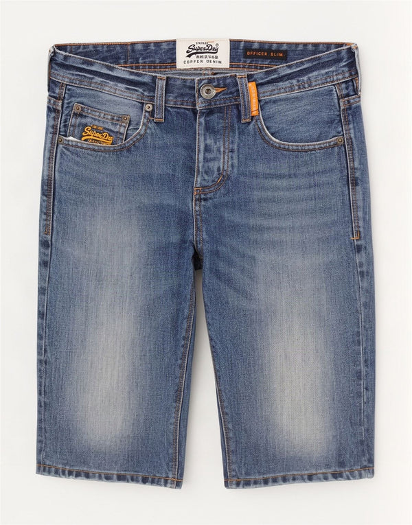 Pantaloncini di jeans slim fit da uomo Superdry W30 cotone blu medio