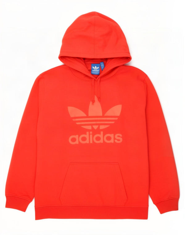 Felpa con cappuccio grafica da uomo Adidas Large in cotone rosso