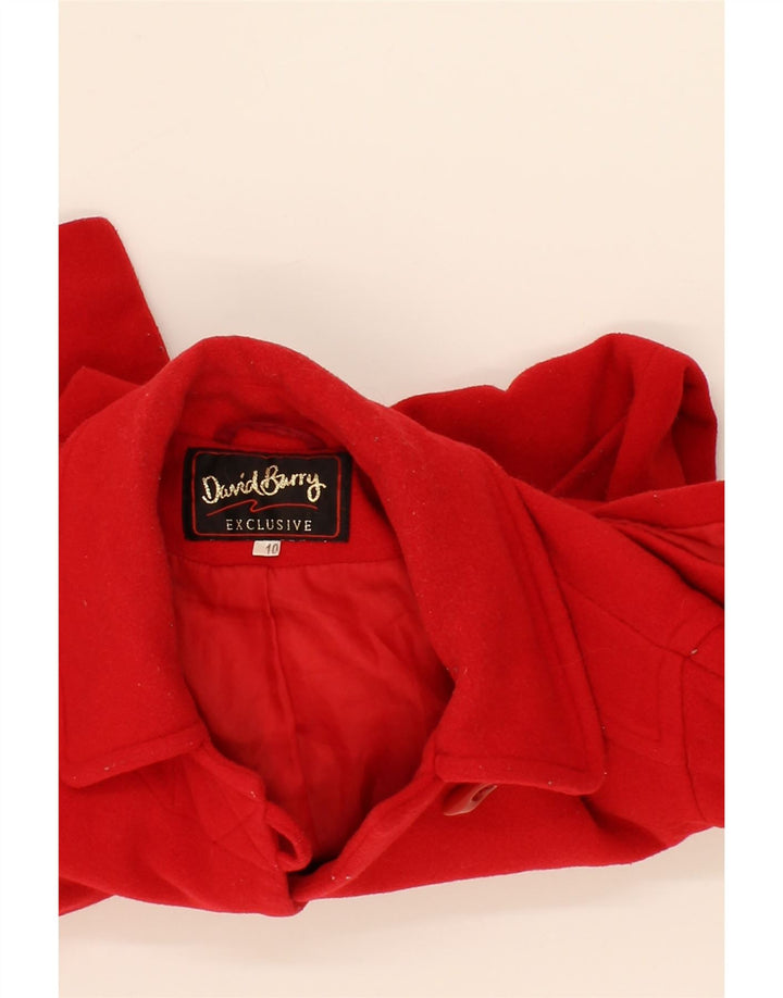 DAVID BARRY Womens Overcoat UK 10 Small Red Wool Vintage David Barry and Second-Hand David Barry from Messina Hembry 