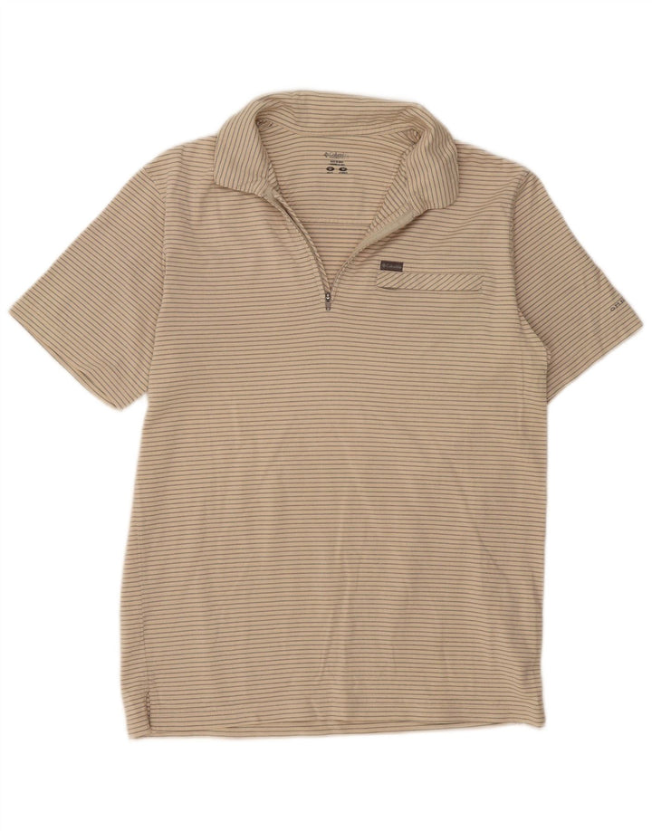 Polo da uomo Columbia in cotone a righe beige medio