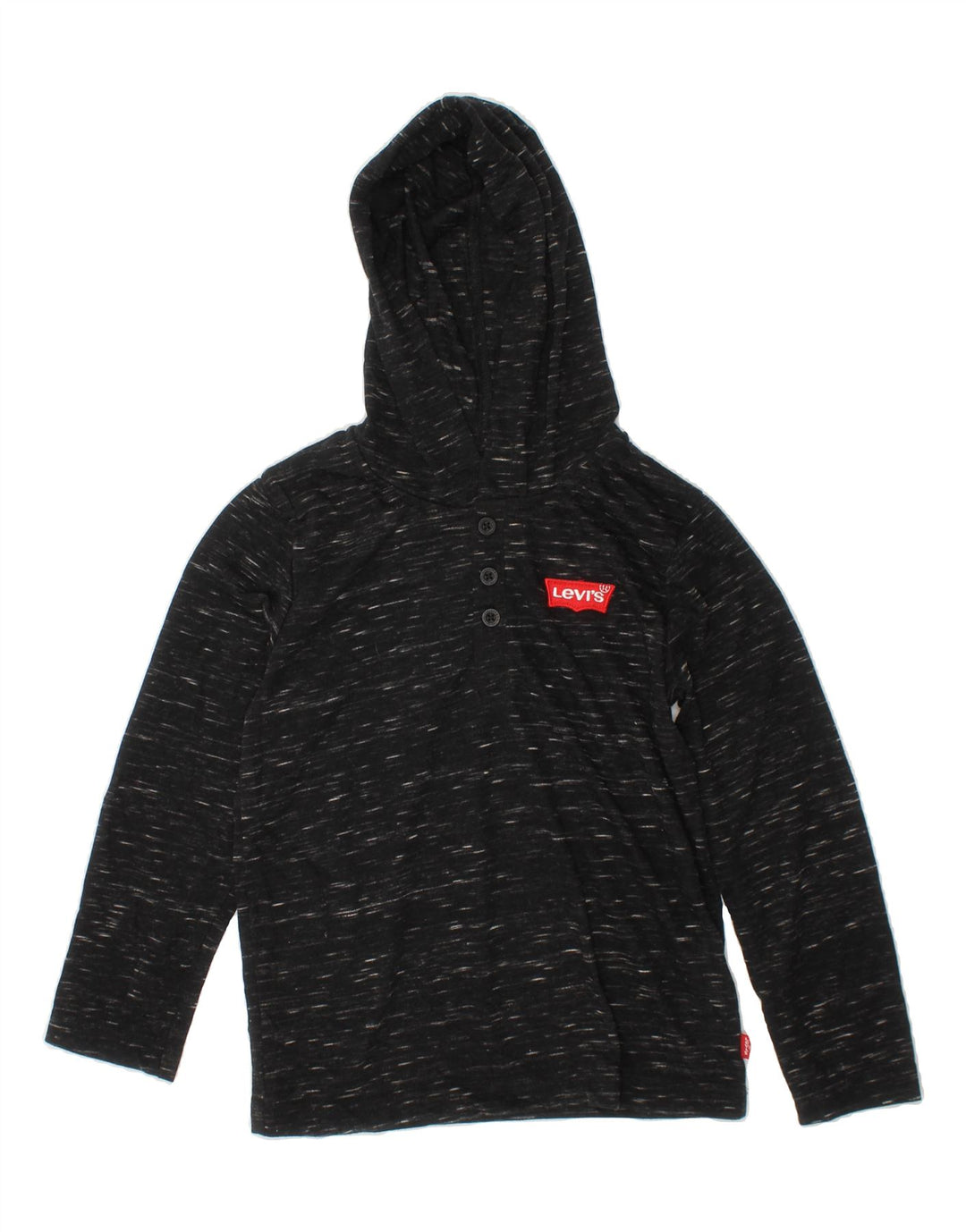 LEVI'S Boys Hoodie Jumper 5-6 Years Small  Black Flecked Polyester Vintage Levi's and Second-Hand Levi's from Messina Hembry 