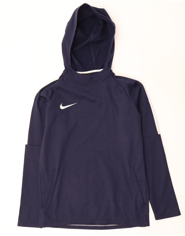 Maglia con cappuccio Nike Dri Fit da uomo, piccola, in poliestere color block blu navy