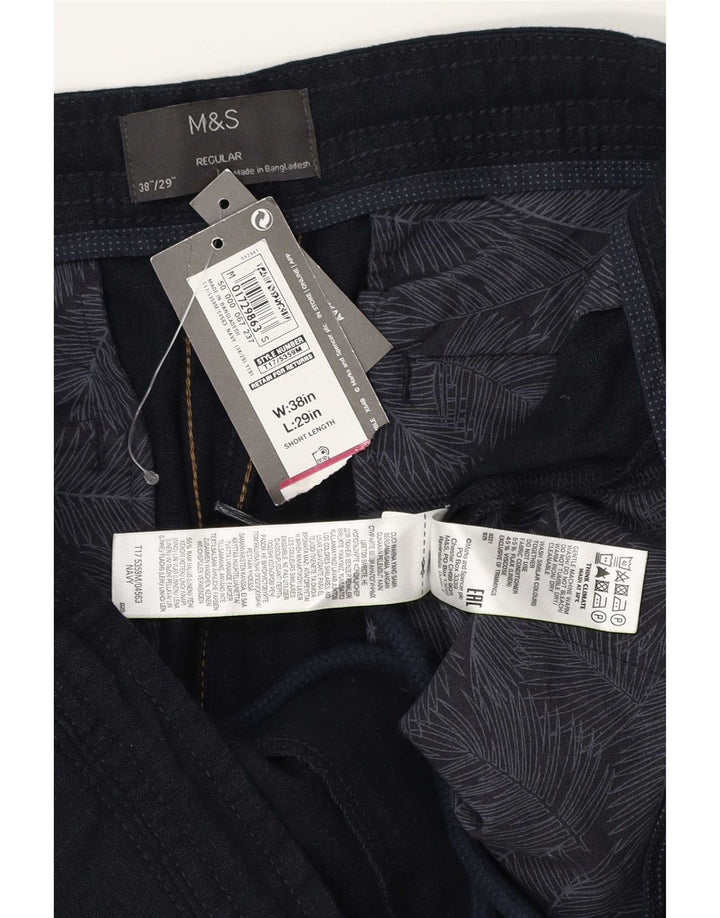 Pantaloni casual regolari dritti da uomo Marks & Spencer W38 L29 Blu navy