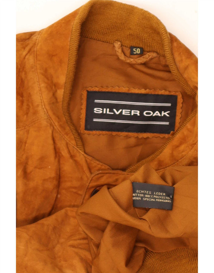 Giubbotto bomber vintage in pelle scamosciata da uomo IT 50 grande in pelle marrone