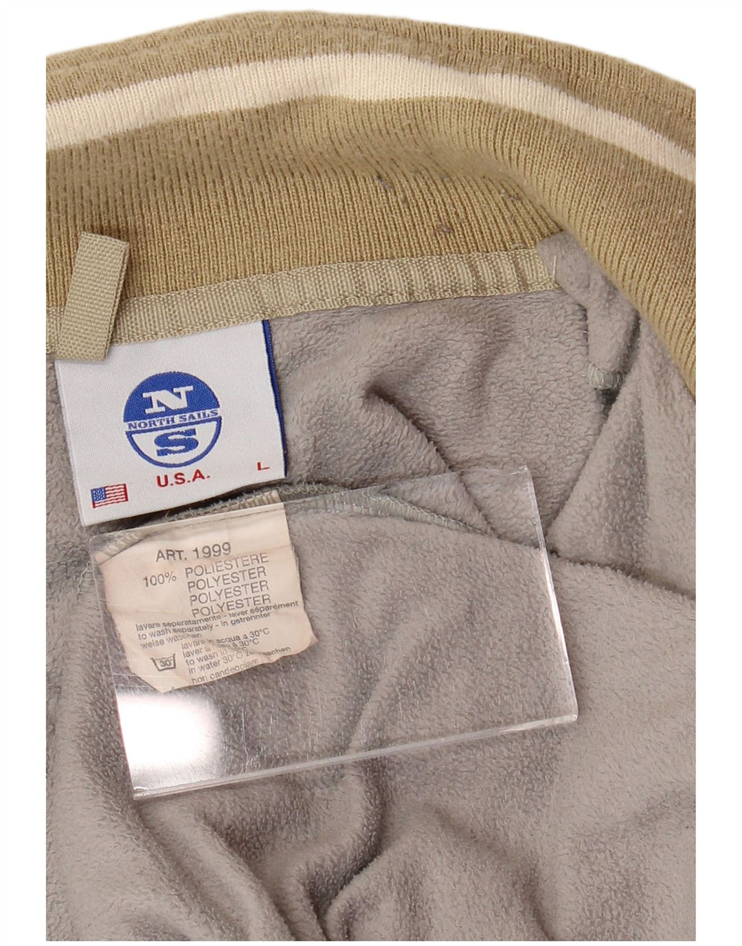 NORTH SAILS Maglione in pile da uomo con zip e collo, grande, in poliestere grigio