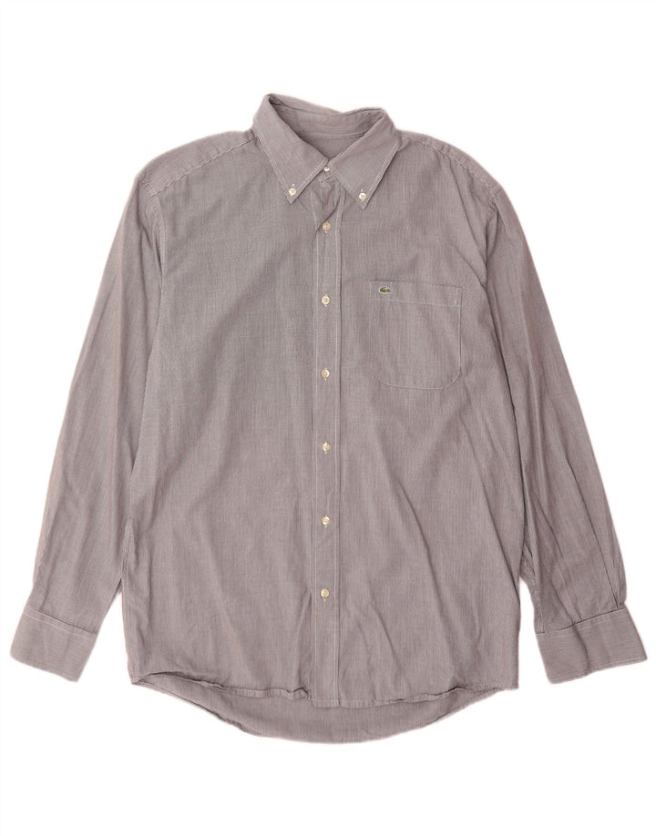 Camicia Lacoste da uomo vestibilità regolare taglia 40 cotone gessato grigio medio