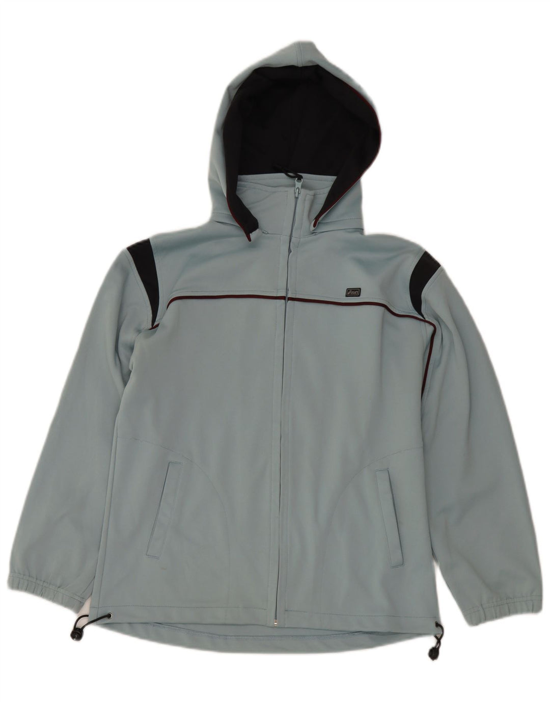 Giacca sportiva da uomo con cappuccio Asics, piccola, in poliestere color block blu