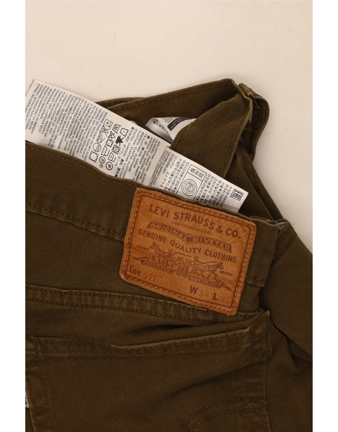 Jeans Levi's da uomo 511 slim W34 L32 cotone kaki