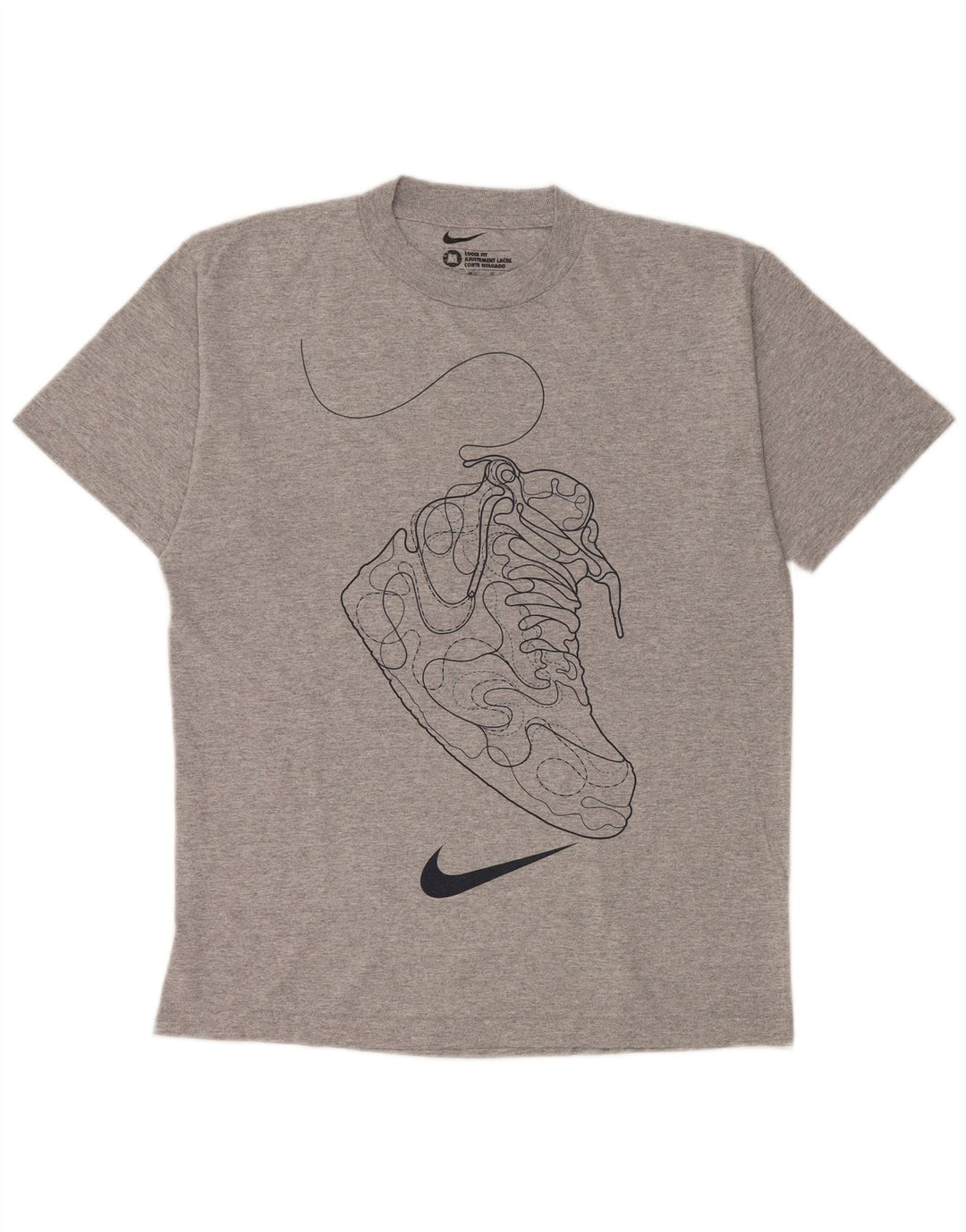 T-shirt grafica da uomo Nike Loose Fit, top in cotone mélange grigio medio