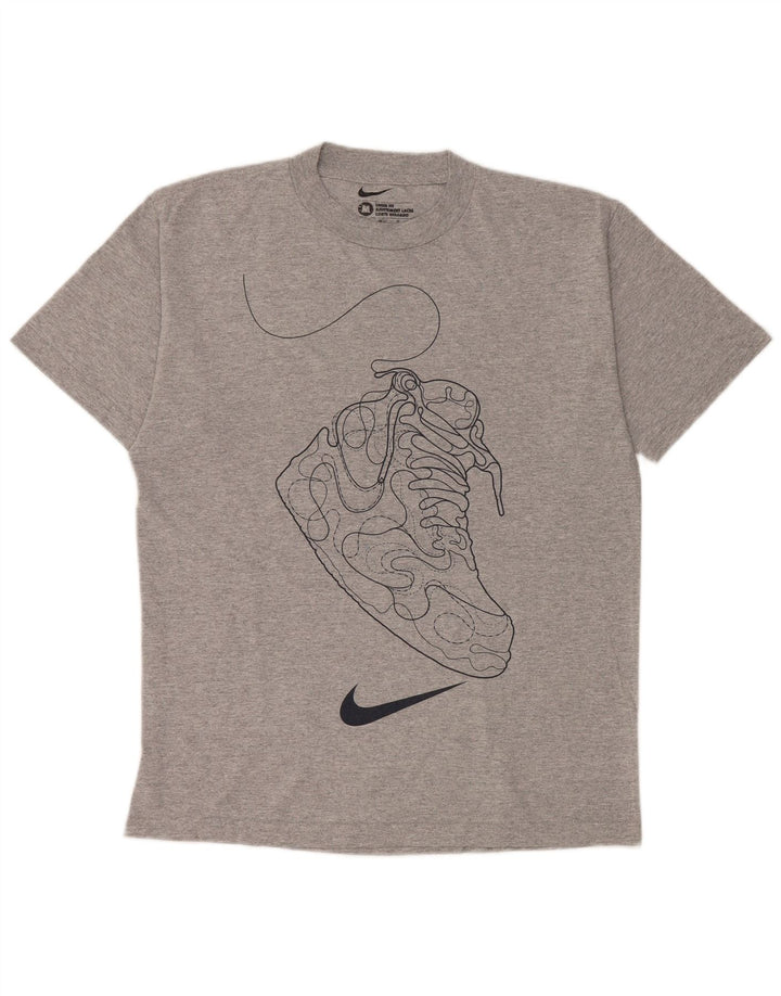 T-shirt grafica da uomo Nike Loose Fit, top in cotone mélange grigio medio