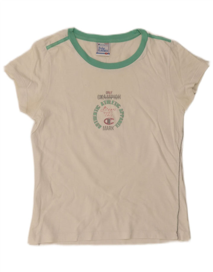 T-shirt grafica Champion da donna Heritage Classics UK 12 Medium White