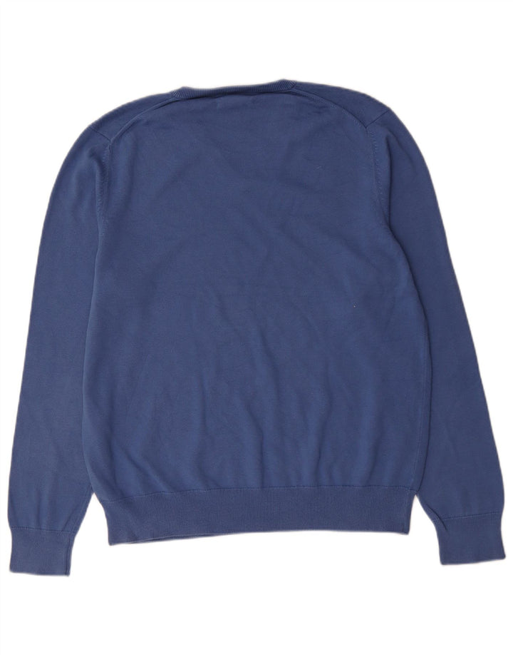 Maglione maglione con scollo a V da uomo Marks & Spencer grande cotone blu