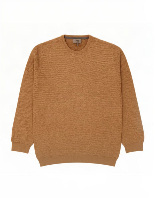 Maglione maglione girocollo da uomo Marks & Spencer XL in cotone marrone