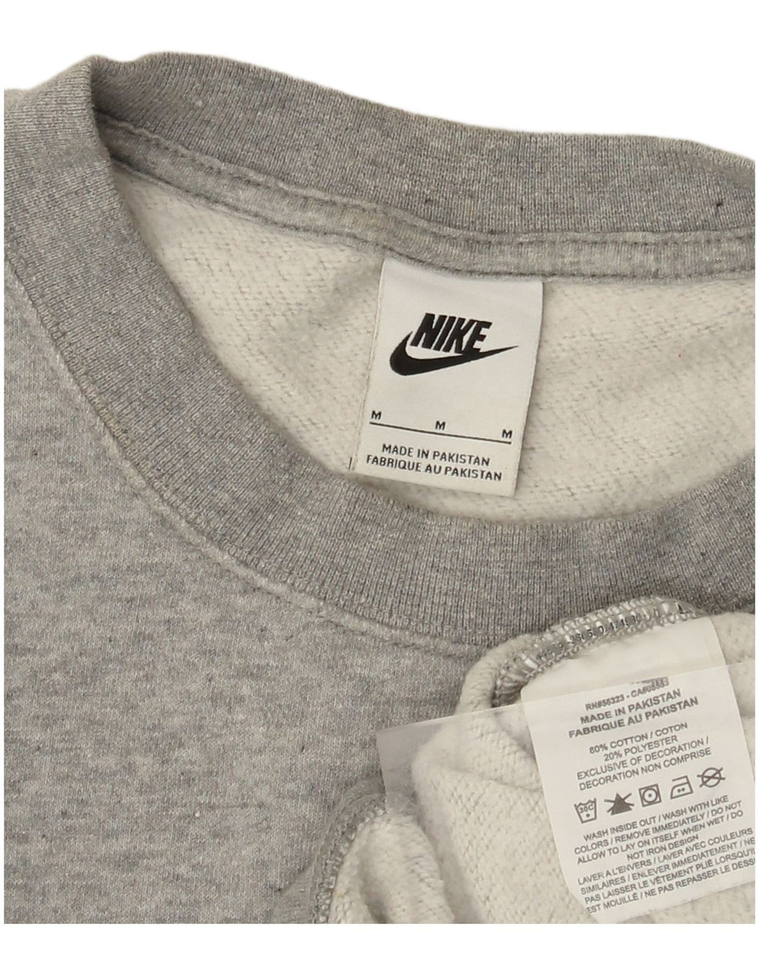 Felpa corta oversize da donna NIKE, maglione UK 14, cotone grigio medio