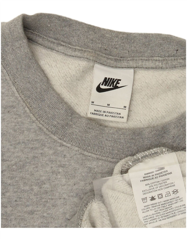 Felpa corta oversize da donna NIKE, maglione UK 14, cotone grigio medio