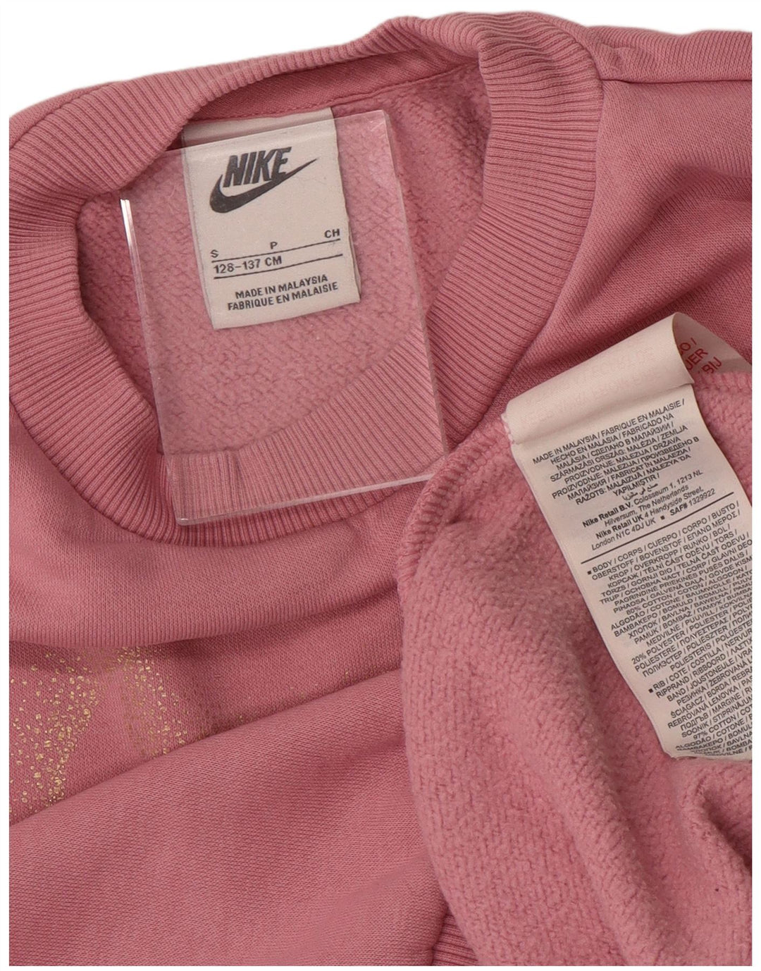 Felpa con grafica NIKE per ragazze, 8-9 anni, piccola in cotone rosa