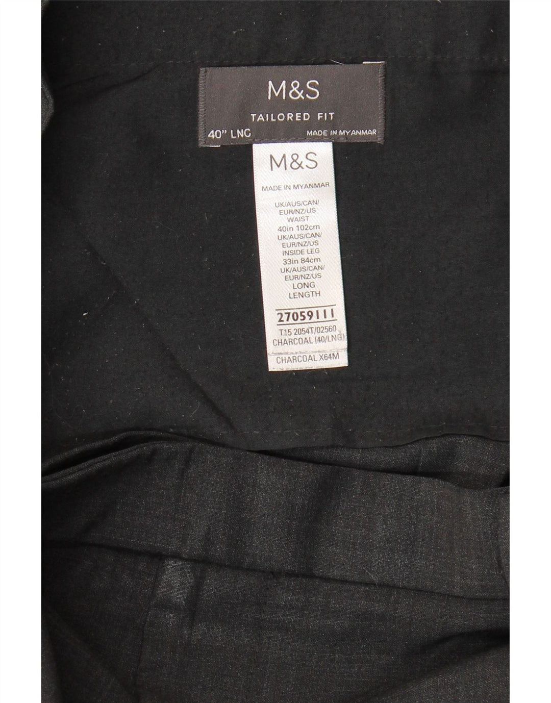 Pantaloni da abito slim su misura da uomo Marks & Spencer W40 L33 in lana grigia