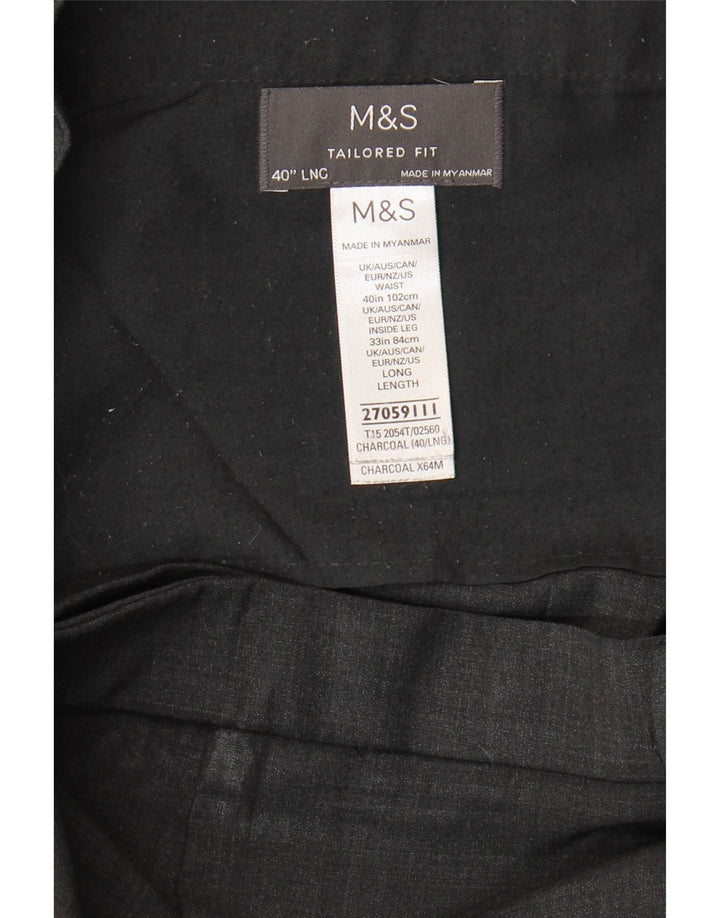 Pantaloni da abito slim su misura da uomo Marks & Spencer W40 L33 in lana grigia