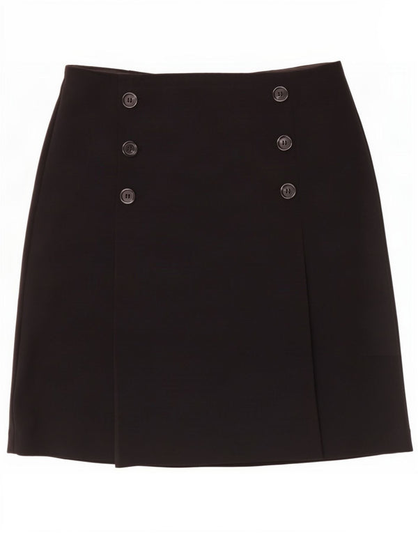 Gonna a trapezio da donna Marks & Spencer UK 12 media W30 poliestere nero