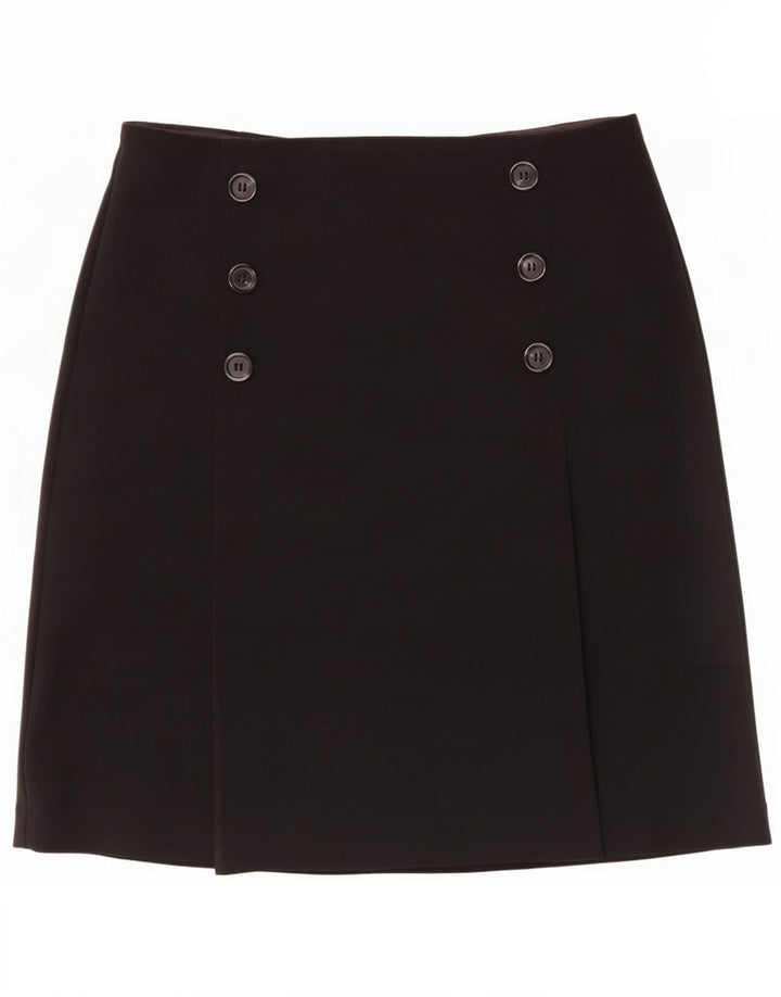 Gonna a trapezio da donna Marks & Spencer UK 12 media W30 poliestere nero