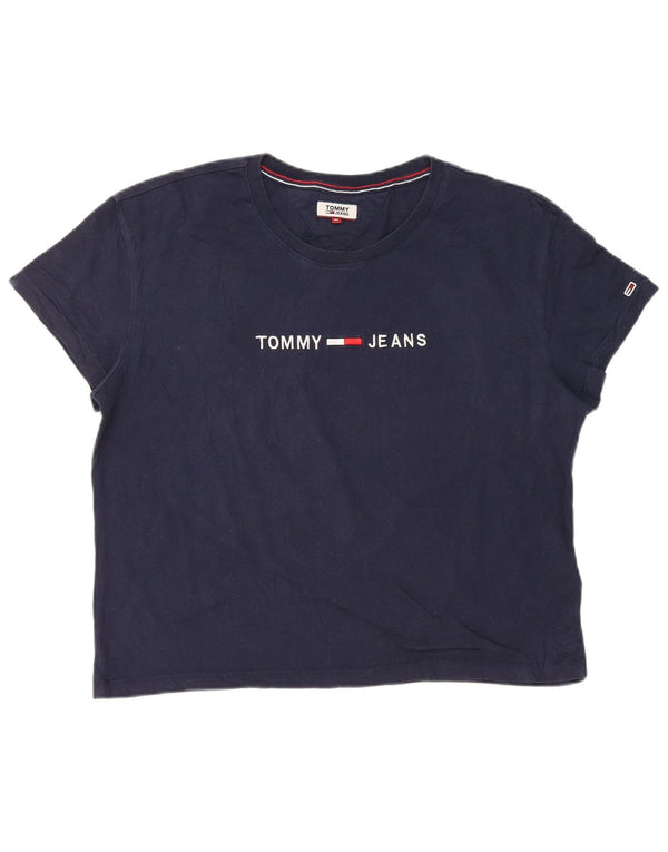 T-shirt grafica da donna vestibilità ampia Tommy Hilfiger Top UK 14 medio blu navy