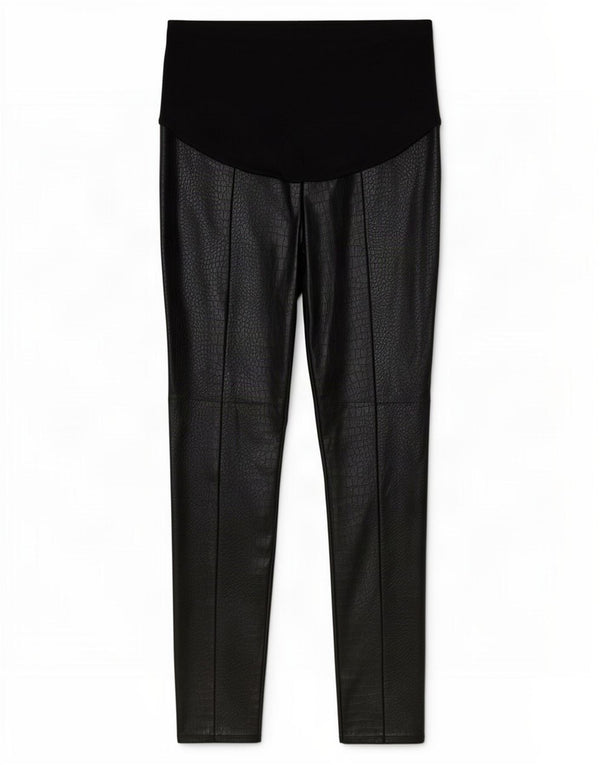 Topshop Pantaloni da donna in ecopelle a vita alta UK 14 Medium W30 L29 Nero