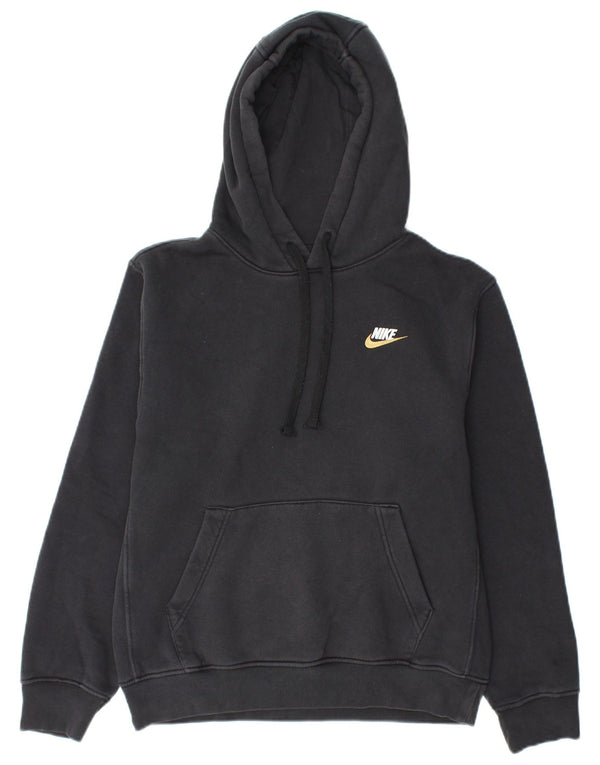 Felpa con cappuccio oversize da donna NIKE UK 6 XS cotone nero