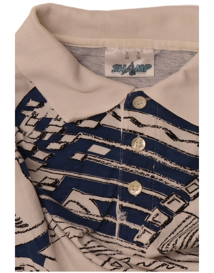 Polo grafica da uomo SHAMP EU 48 cotone geometrico bianco medio