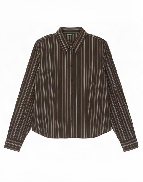 Camicia da donna Benetton UK 16 Large Marrone a righe
