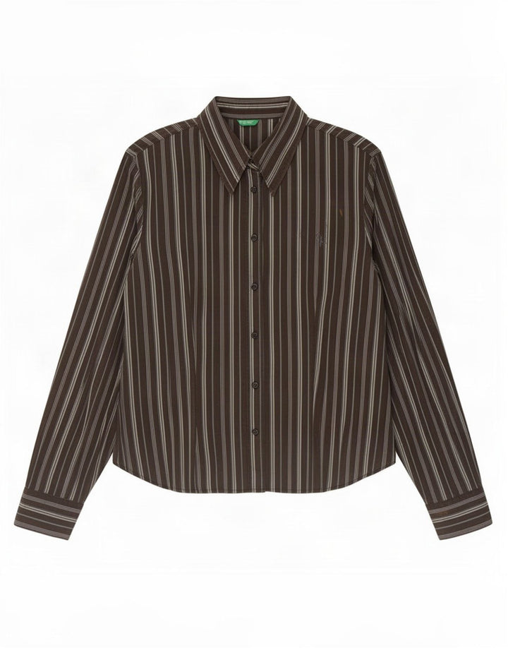 Camicia da donna Benetton UK 16 Large Marrone a righe