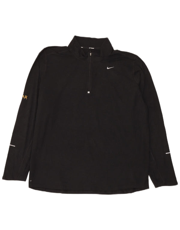Top della tuta pullover con zip e collo Nike Dri Fit da uomo 2XL poliestere nero