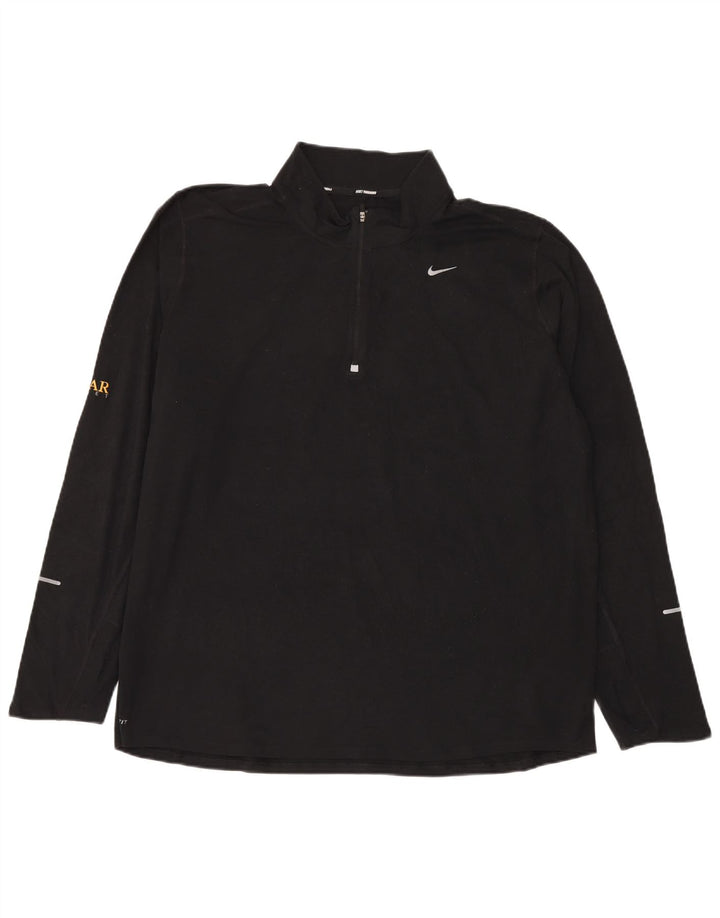 Top della tuta pullover con zip e collo Nike Dri Fit da uomo 2XL poliestere nero