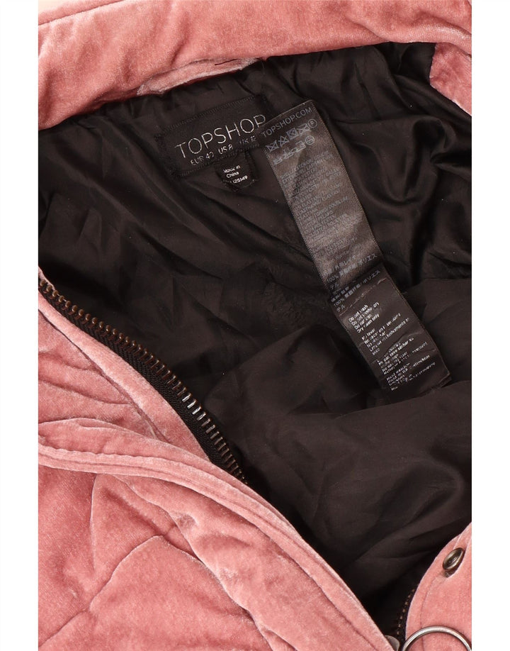 Topshop Giacca imbottita in velluto da donna UK 12 Poliestere rosa medio