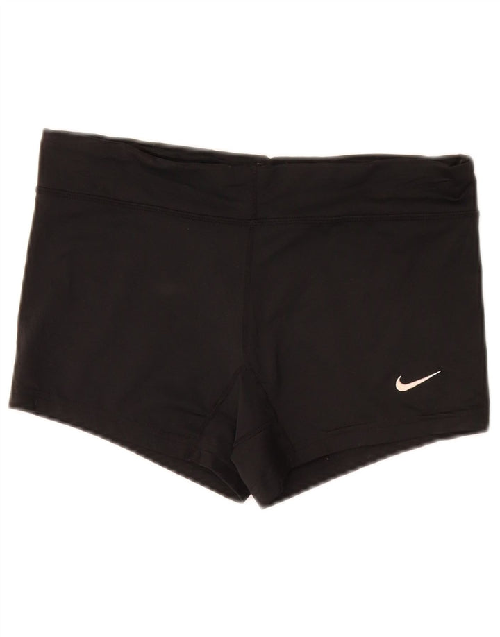 Pantaloncini sportivi NIKE Dri Fit da donna UK 10 piccoli poliestere nero
