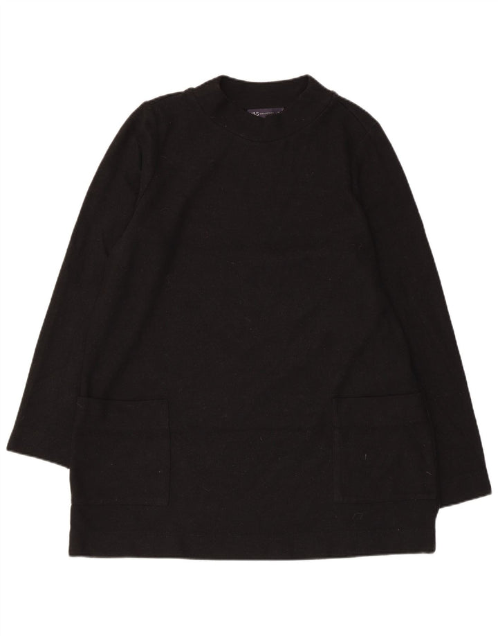 MARKS & SPENCER maglione maglione girocollo da donna UK 16 grande nero