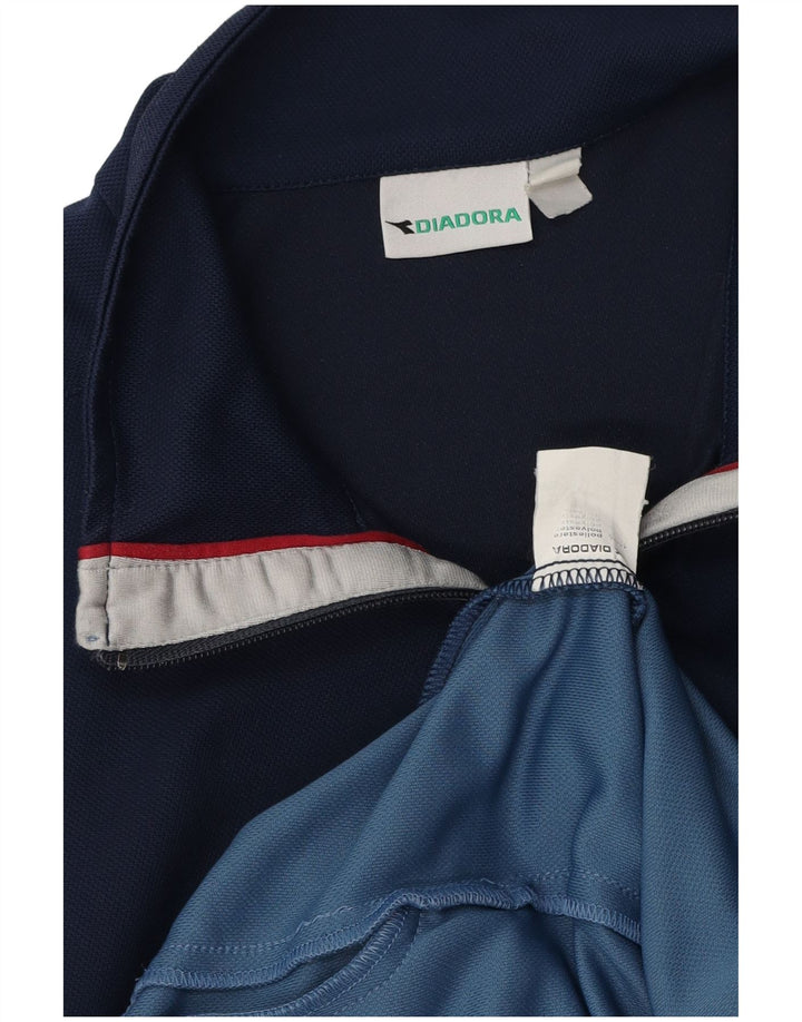Giacca da tuta da uomo Diadora Large in poliestere color block blu navy