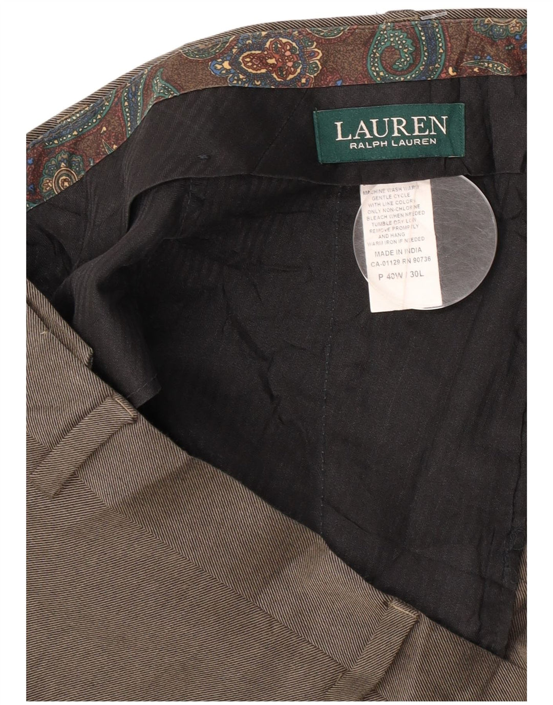 Pantaloni da abito dritti da uomo Ralph Lauren W40 L30 poliestere grigio