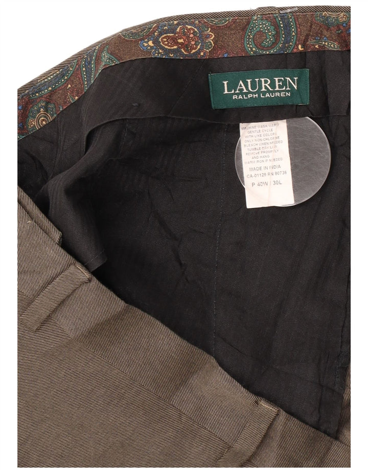 Pantaloni da abito dritti da uomo Ralph Lauren W40 L30 poliestere grigio