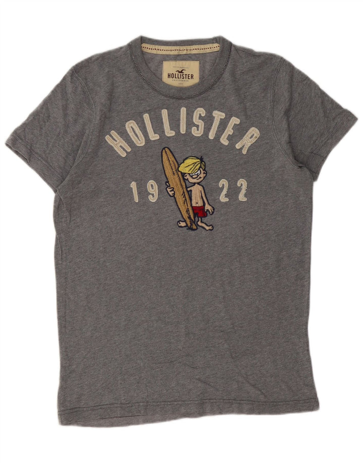 T-shirt grafica da uomo Hollister Top in cotone grigio medio