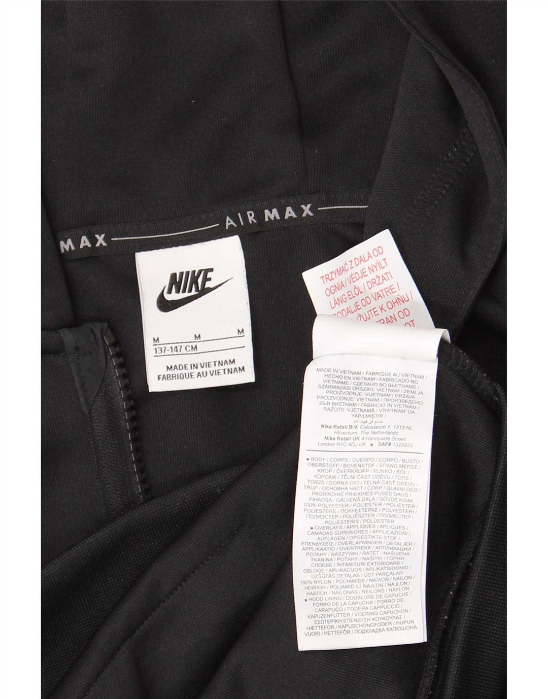 Felpa con cappuccio e zip Nike per ragazzi, 10-11 anni, poliestere nero medio