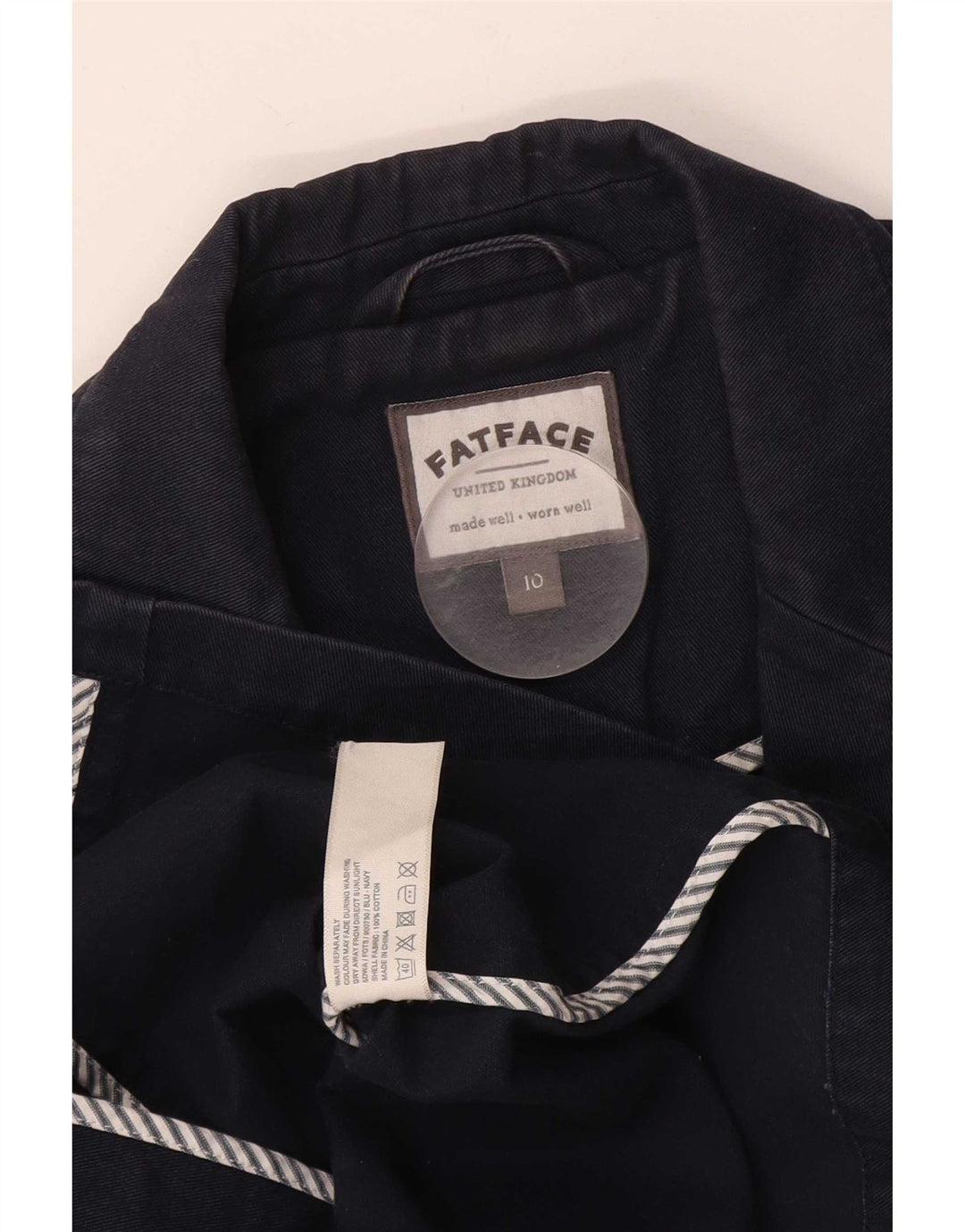 Giacca blazer da donna a 2 bottoni con maniche a 3/4 Fat Face UK 10 piccola blu navy